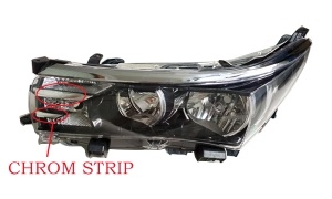 TOYOTA COROLLA 2014 HEAD LAMP MIDDLE EAST MODEL BLACK BASE CHROME STRIP